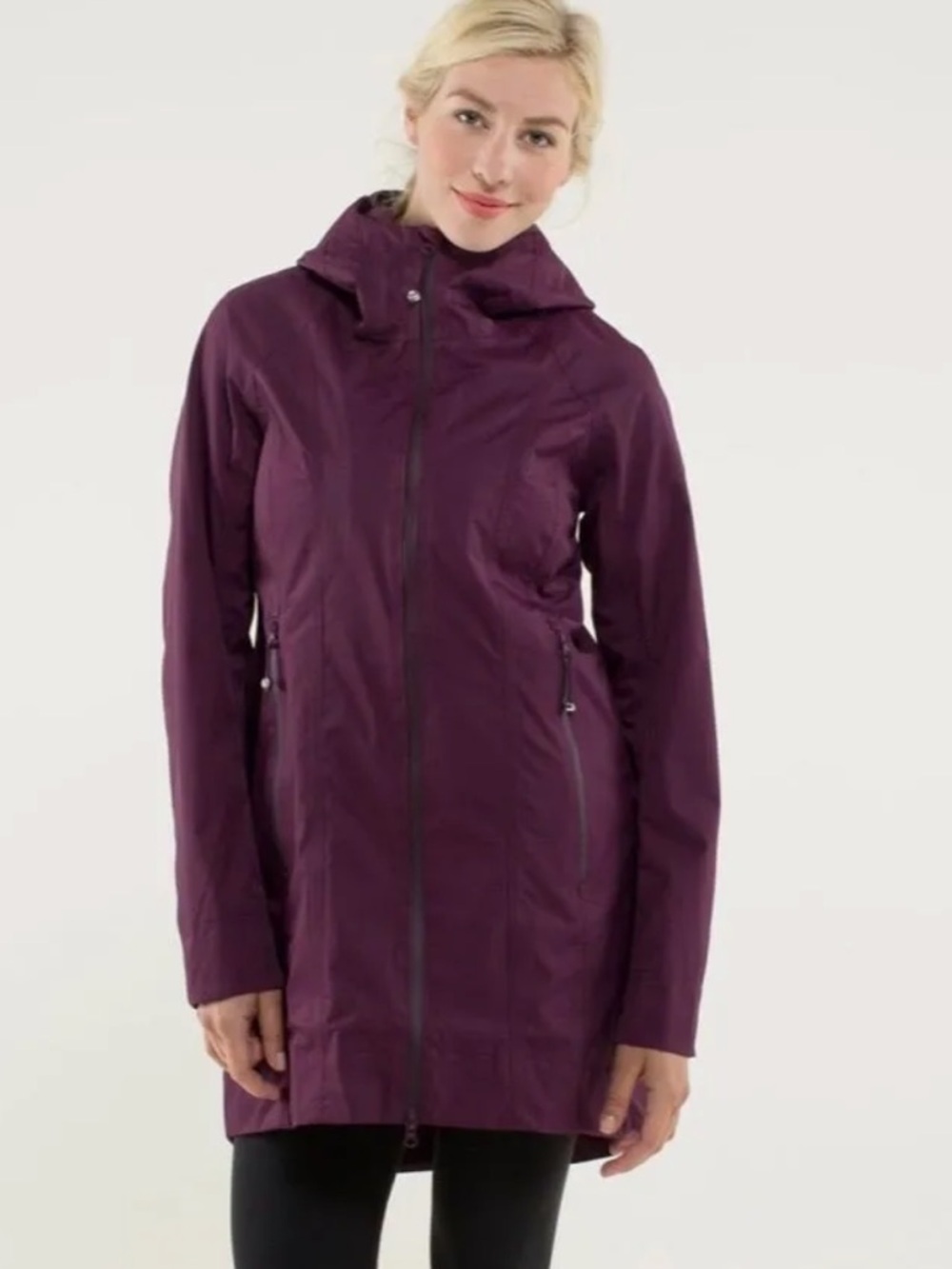 lululemon athletica Plum Hooded Long Rain Jacket